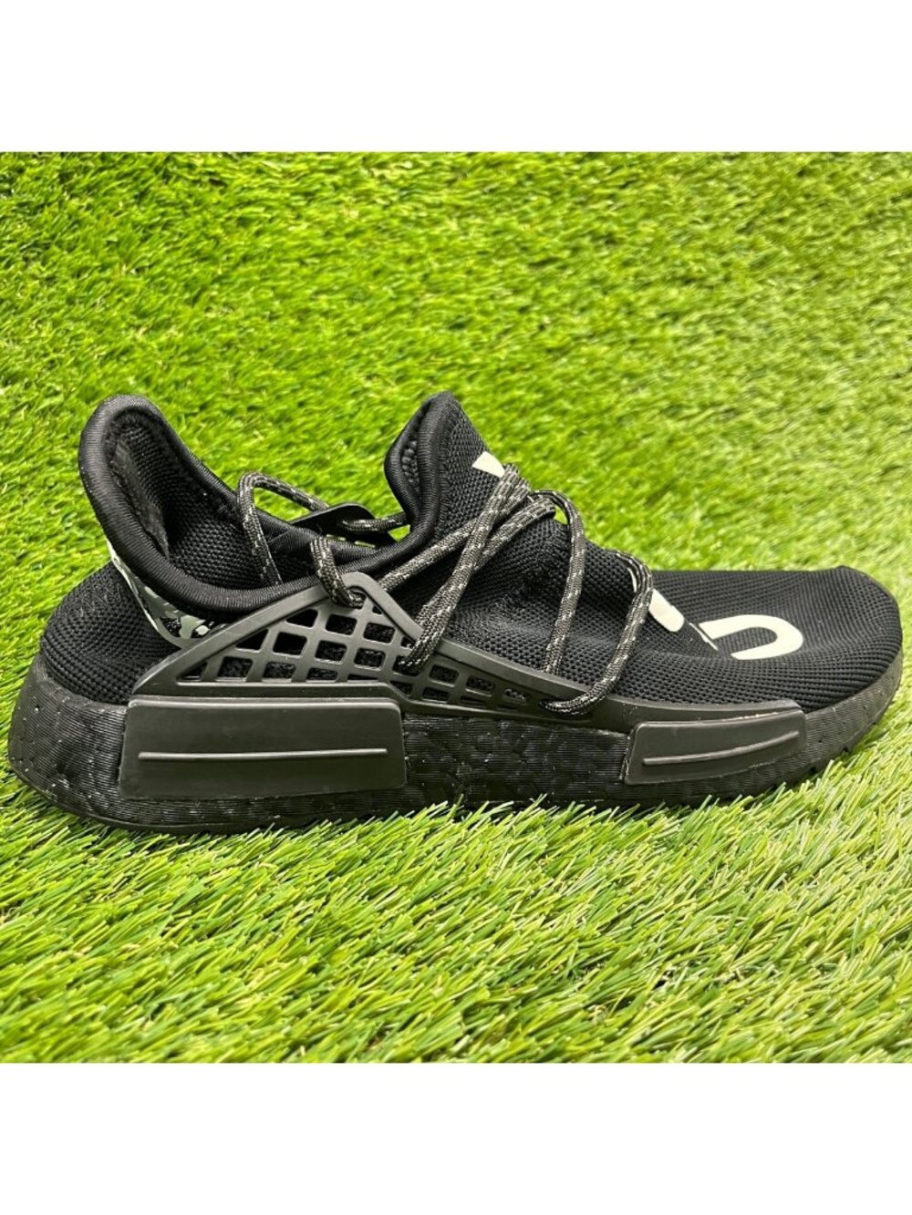 Adidas NMD HU Pharrell Y.O.U. N.E.R.D. Mens Size 7 Black Running Shoes Sneakers